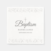 Silver Stardust Taufe Christening Serviette (Vorderseite)