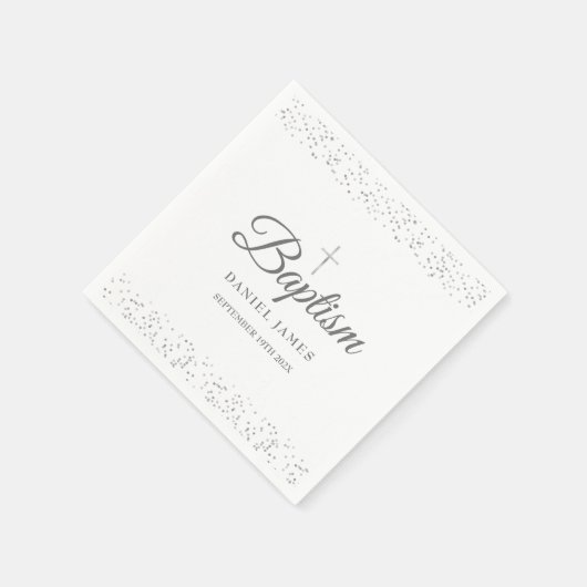 Silver Stardust Taufe Christening Serviette (Ecke)