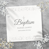 Silver Stardust Taufe Christening Serviette