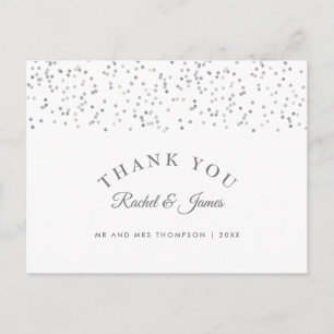 Silver Stardust Wedding Danke Postkarte