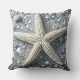 Silver Starfish Sparkle Kissen