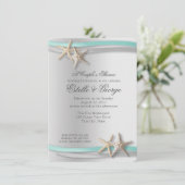 Silver Starfish und Ribbon Couple's Dusche Einladung (Stehend Vorderseite)