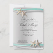Silver Starfish und Ribbon Couple's Dusche Einladung (Vorderseite)