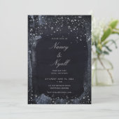 Silver Starry Night Party Einladung (Stehend Vorderseite)