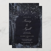 Silver Starry Night Party Einladung (Vorne/Hinten)