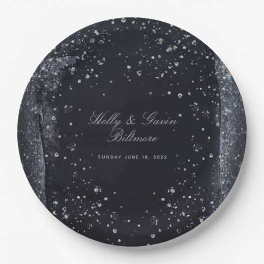 Silver Starry Night Wedding 9 Inch Dinner Pappteller (Vorderseite)