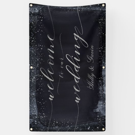 Silver Starry Night Wedding Banner (Vertikal)