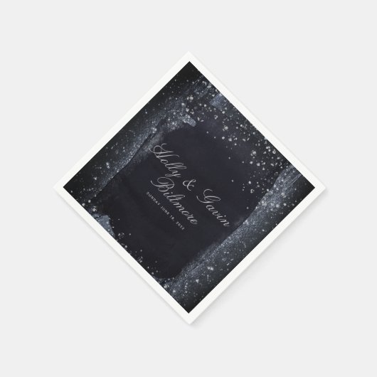 Silver Starry Night Wedding Cocktail Napkins Serviette (Ecke)