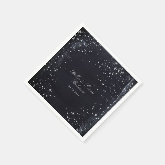 Silver Starry Night Wedding Cocktail Serviette (Ecke)