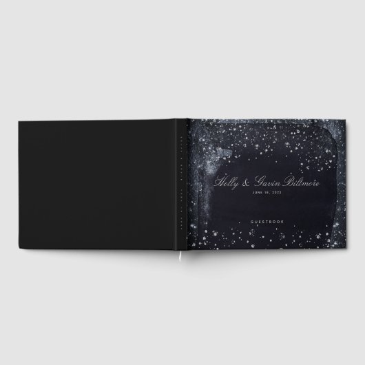 Silver Starry Night Wedding Gästebuch (Voll)