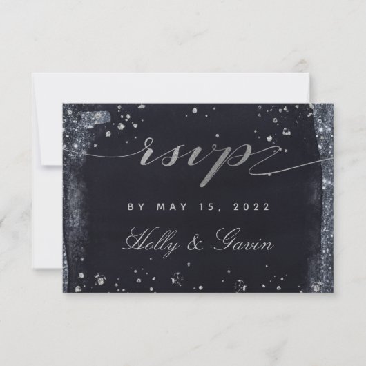 Silver Starry Night Wedding Mail-In UAWG RSVP Karte (Vorderseite)