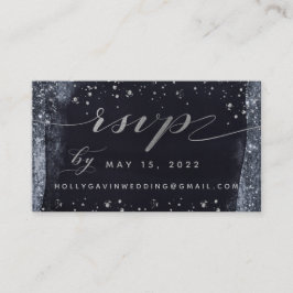 Silver Starry Night Wedding Online RSVP Card Visitenkarte