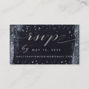 Silver Starry Night Wedding Online RSVP Card Visitenkarte