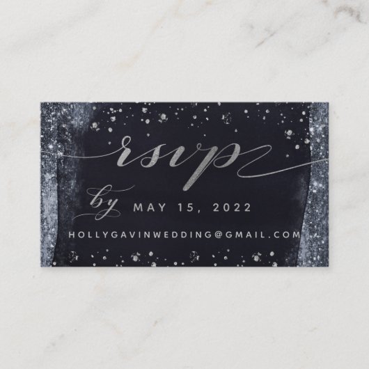 Silver Starry Night Wedding Online RSVP Card Visitenkarte (Vorderseite)