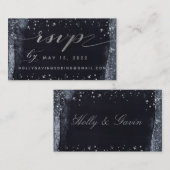 Silver Starry Night Wedding Online RSVP Card Visitenkarte (Vorne/Hinten)