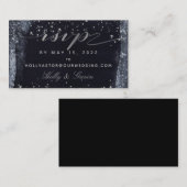 Silver Starry Night Wedding Online RSVP Card Visitenkarte (Vorne/Hinten)