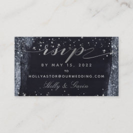 Silver Starry Night Wedding Online RSVP Card Visitenkarte