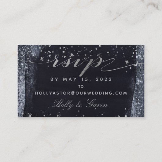 Silver Starry Night Wedding Online RSVP Card Visitenkarte (Vorderseite)