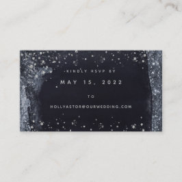 Silver Starry Night Wedding Online RSVP Card Visitenkarte