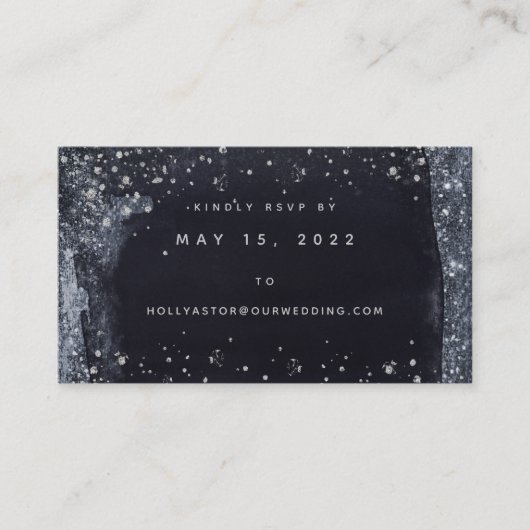 Silver Starry Night Wedding Online RSVP Card Visitenkarte (Vorderseite)