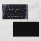 Silver Starry Night Wedding Online RSVP Card Visitenkarte (Vorne/Hinten)