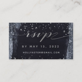 Silver Starry Night Wedding Online RSVP Card Visitenkarte