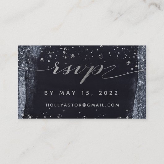 Silver Starry Night Wedding Online RSVP Card Visitenkarte (Vorderseite)