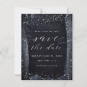 Silver Starry Night Wedding Save the Date (Vorderseite)