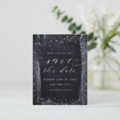 Silver Starry Night Wedding Save the Date (Stehend Vorderseite)