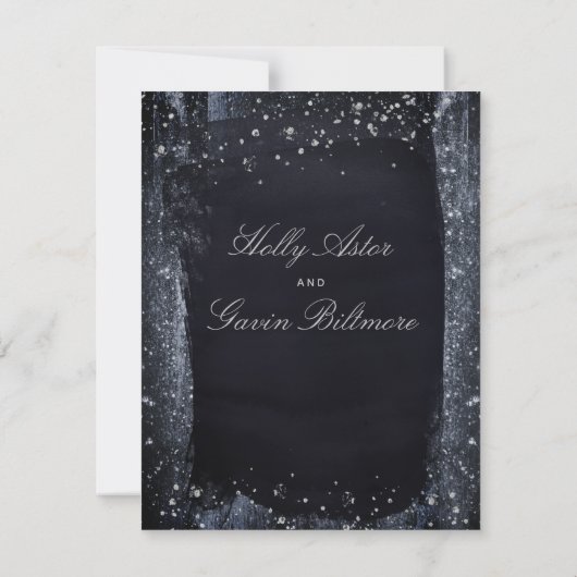 Silver Starry Night Wedding Save the Date (Rückseite)