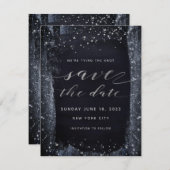 Silver Starry Night Wedding Save the Date (Vorne/Hinten)