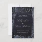 Silver Starry Night Wedding Save the Date (Vorderseite)