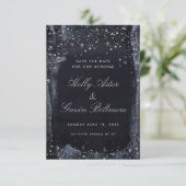 Silver Starry Night Wedding Save the Date (Stehend Vorderseite)