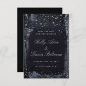 Silver Starry Night Wedding Save the Date (Vorne/Hinten)