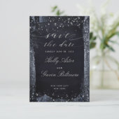 Silver Starry Night Wedding Save the Date (Stehend Vorderseite)