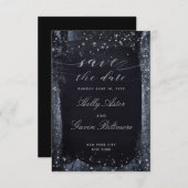 Silver Starry Night Wedding Save the Date (Vorne/Hinten)