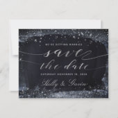 Silver Starry Night Wedding Save the Date (Vorderseite)