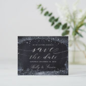 Silver Starry Night Wedding Save the Date (Stehend Vorderseite)