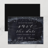 Silver Starry Night Wedding Save the Date (Vorne/Hinten)