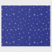 Silver Stars auf blauem Design Geschenkpapier (Flach)