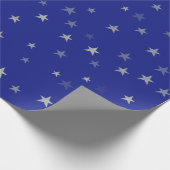 Silver Stars auf blauem Design Geschenkpapier (Ecke)