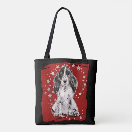 Silver Stars auf Red Cocker Spaniel Tasche (Rückseite)