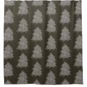 Silver Stars Black Christmas Tree Duschvorhänge Duschvorhang (Vorderseite)