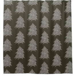 Silver Stars Black Christmas Tree Duschvorhänge Duschvorhang