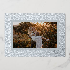 Silver Stars Blue Boho Foto Folien Feiertagskarte