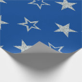 Silver Stars Blue Simple Geschenkpapier (Ecke)