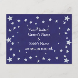 Silver Stars Blue Wedding Einladung Postkarten
