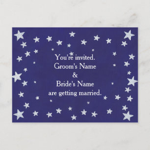 Silver Stars Blue Wedding Einladung Postkarten