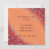 Silver Stars Blume über Orange Wedding Einladungen (Rückseite)