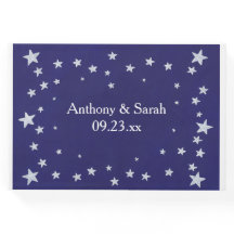 Silver Stars Border on Navy Blue Wedbook